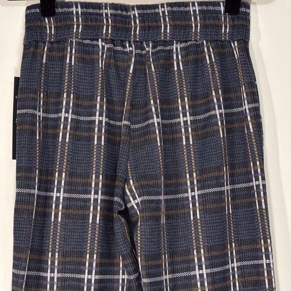 Liverpool Wide Leg Crop Pants Mabel Pull On Black Blue Plaid Women's Small NWT - Picture 4 of 8